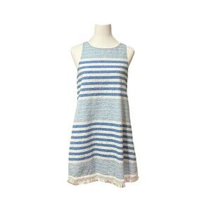 🔥 Vineyard Vines Striped Linen-Cotton Tassel Shift Dress 6 EUC! 🔥